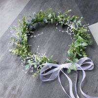 Bride Hair Accessories Fairy Tale Green Plants Simulation Leaf Beads Artificial Leaf Beads Necklace Wreath Wedding Decorations Artificial Flowers  Pla