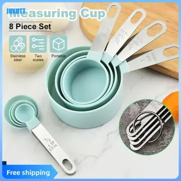 Measuring Spoon, Stainless Steel Measuring Spoons, Set Of 8 Blue Plastic  Measuring Cups And Spoons, Kitchen Utensils For Liquids And Solids