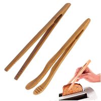 Wooden Tea Tweezer Bacon Tea Clip Tongs Bamboo Salad Food Toast Bend Clip Straight Clips Kitchen Accessories Teaware