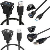 USB 3.0 USB 2.0 Male To Female Panel Flush Mount Extension Cable with Buckle for Car Truck Boat Motorcycle Dashboard 1M