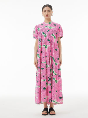 XITAO Dress Casual Women Stand Collar Floral Print Dress