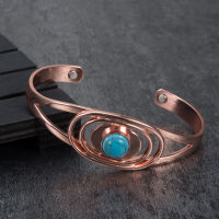 Vinterly Magnetic Copper celet Blue Stone Oval Adjustable Open Cuff celets Charm Copper celets &amp; Bangles for Women