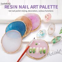 【hot sale】 ○◕❣ B52 Lusluking Round Resin Palette Mini With Ring Nail Art Palette Acrylic Uv Gel Polish Display Palette Practice Showing Board