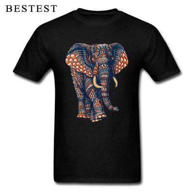 ขายปีใหม่เสื้อยืด พิมพ์ลายช้างพระพิฆเนศ สไตล์อินเดีย สีดํา สวยงาม ให้เป็นของขวัญได้ สําหรับผู้ชายS-5XL