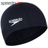 /V Speedo/speedo หมวกว่ายน้ำสำหรับผู้ใหญ่ทุกเพศหมวกผ้าสแปนเด็กซ์ศีรษะใส่สบายเครื่องป้องกันหูผมยาว