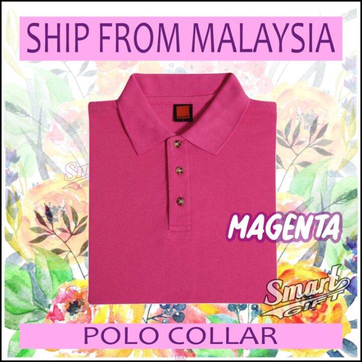 magenta-polo-collar-t-shirt-plain-blank-short-sleeve-hc01-oren-sport-baju-kolar-merah-men-women-ladies