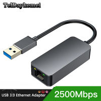 2500Mbps USB C Type-C Ethernet ไปยัง RJ45 2.5กรัม USB 3.0สายอะแดปเตอร์แปลง Lan เครือข่าย Hub สำหรับ Windows 810 MAC สำหรับแล็ปท็อปพีซี