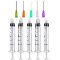 【JH】 5pcs 14G 15G 18G 20G 21G Glue Ink Syringe Crimp Sealed-Blunt Needle Tips 5ml Capacity Transparent Plastic Syringes