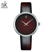 Shengke Leather Women Watches Vintage Plaid Quartz Watch Ladies Wristwatch Classic Original Female Clock Reloj Para Mujer