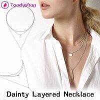 Tandy**--**Women Dainty Layered Choker Necklace Pearl Pendant Adjustable Punk Necklaces Set