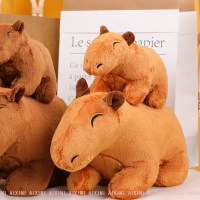 พร้อมส่ง Capybara ตุ๊กตาคาปิบาราจําลอง แบบนิ่ม รูปสัตว์ ของเล่นสําหรับเด็ก เซตคู่ แม่ลูก