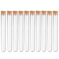 【CW】▤❖  Pack of 10 15x100mm Transparent Laboratory Plastic Test Tubes with Cap School Wedding Tube