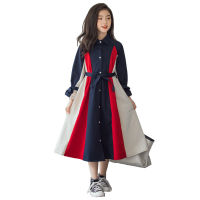 Spring Autumn New Children Clothing Elegant Mother and Daughter Long Dress Girls Patchwork Fashion A- Line Dress, #6683