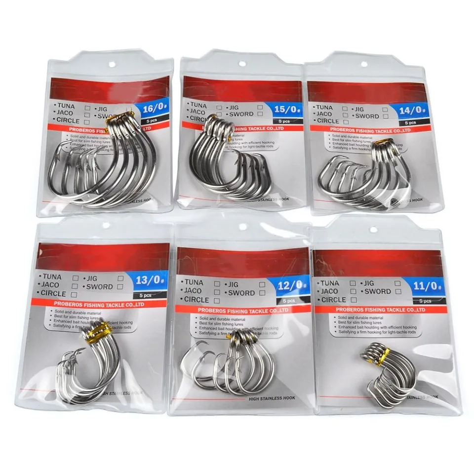 RUILIAN 5pcs Anticorrosion Giant Fishing Hook Stainless Steel 11/0