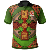 2023 NEW Summer Style Llandochau Or Wallis Walsh Welsh Lords Of Llandough Welsh Family Crest Polo Shirt - Vintage Celtic Cross Greensize：XS-6XLNew product，Canbe customization high-quality