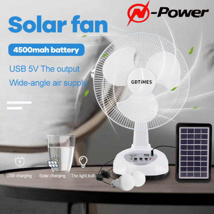 [In Stock] N-Power Solar Electric Fan with Panel 12 Inch Solar Fan LED ...