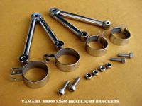 YAMAHA SR500 XS650 CB750 HEADLIGHT BRACKETS "STAINLESS" SET  #เหล็กยึดไฟหน้า สเตนเลส ครบชุด สินค้าคุณภาพดี