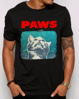 Paws Jaws Parody Unisex T-Shirt. Funny Cat Lovers 2019 Flash Print Cotton Slim Fit Crew Neck Custom Tee