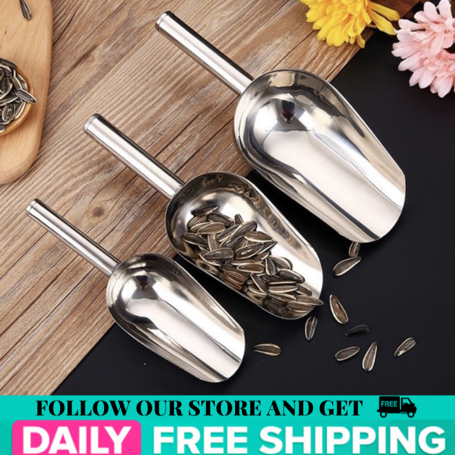 Useful Stainless Steel Ice Scoop Food Flour Candy Scoop For Bar Supply  Kitchen