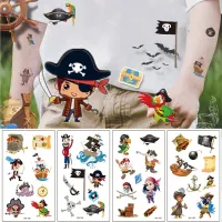 【YF】 10pcs/set Cartoon Pirates Temporary Tattoo Pirate Ship Parrot Children Body Sticker Disposable tatouage temporaire Gift For Kids