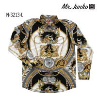 ?ส่งฟรี?เชิ้ตแขนยาว งานต่อลาย Mr.Junko ผ้าซาติน นิ่มใส่สบายไม่ร้อน N-3213-L