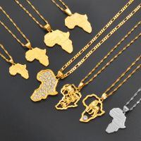 Anniyo Africa Map Pendant Necklace Women Men Silver Color/Gold Color Ethiopian Jewelry Wholesale African Hiphop Item #132106 Fashion Chain Necklaces