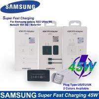 [ร้อน] S22 Samsung Galaxy ของแท้ S20ชาร์จเร็วพิเศษชนิด C PS 45W US/Eu/uk อะแดปเตอร์ Cargador สำหรับ Note20 10 A71 A80แท็บ S8 S7