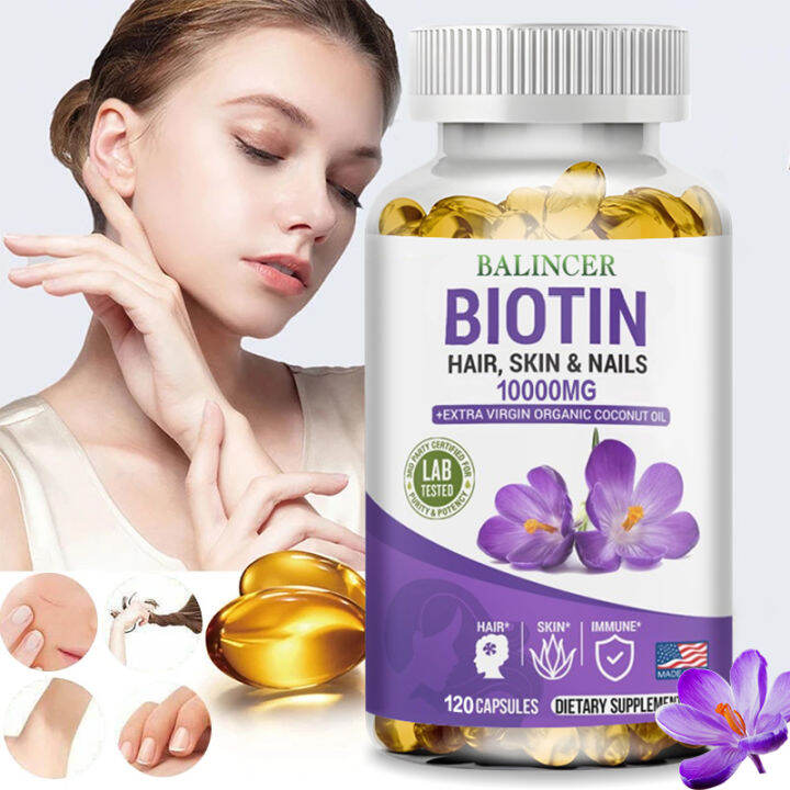 Biotin (Vitamin B7) Supplement - With Extra Virgin Organic Coconut Oil ...