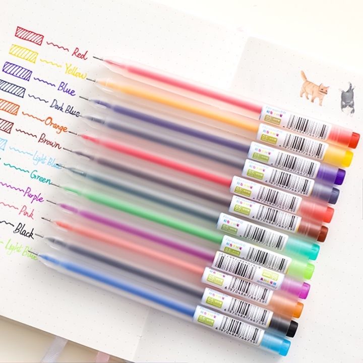 1 Pieces 0.5mm Colorful Gel Ink Pen, 12 Colors, for School and Office ...