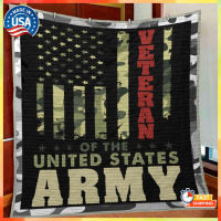 Proud US Army Veteran Quilt Blanket Decor Home Full Size   flannel blanket