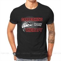 Carpfishing Is My Therapy Men Tshirt Carp Fishing Fisher Crewneck Short Sleeve 100% Cotton T Shirt Funny Top Quality Gift Idea
