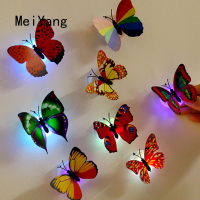 MeiYang 5ชิ้น/เซ็ตที่มีสีสันส่องสว่างผีเสื้อไฟกลางคืนสีสุ่ม LED กระพริบผีเสื้อสามารถติดผนังโคมไฟตกแต่ง