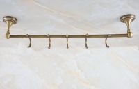 ✙ Wall Mounted Vintage Retro Antique Brass Bathroom Single Towel Bar Towel Rail Holder With Hooks Bathroom Accessory mba722