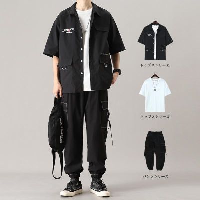 【Ready】🌈 Short-sed mens half-sed one- clot summer casl jacket ruffian handsome mens suit h a handsome suit