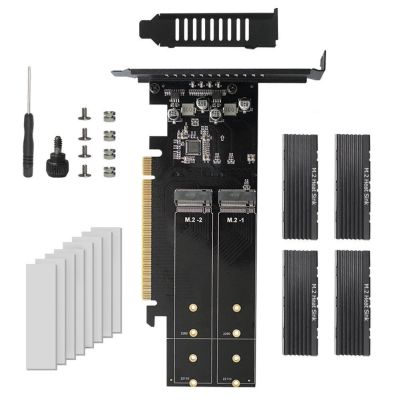 M.2 NVME คีย์ PCIE 3.0 X16 SSD ไรเซอร์การ์ด4ช่องตัวควบคุมอะแดปเตอร์ HDD รองรับการจู่โจมด้วยอะแดปเตอร์ FJK3825ฮีทซิงค์