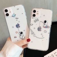 Fashion Astronaut Transparent Phone Case For iPhone 11 12 13 14 Pro Max 7 8 Plus XR X XS Max SE 2020 mini Soft Cases Cover