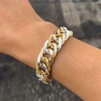 OKDEALS Pulseras Mujer สร้อยข้อมือกำไลวินเทจบิดแฟชั่นแนวสตรีมพังค์สร้อยคอโซ่สร้อยคอสายหนังแบบคิวบา