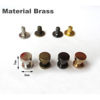 6x7mm Solid Brass Flat Punk I Shape Double Side Rivet Screw Back Stud For Leather Craft Bag Hat Shoe Clothes Jeans Accessories