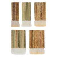 5 Size Blender Brush, Bamboo Handle Brushes Wide Wool Brushes Watercolor Brushes for Kiln Wash, Dust Cleaning