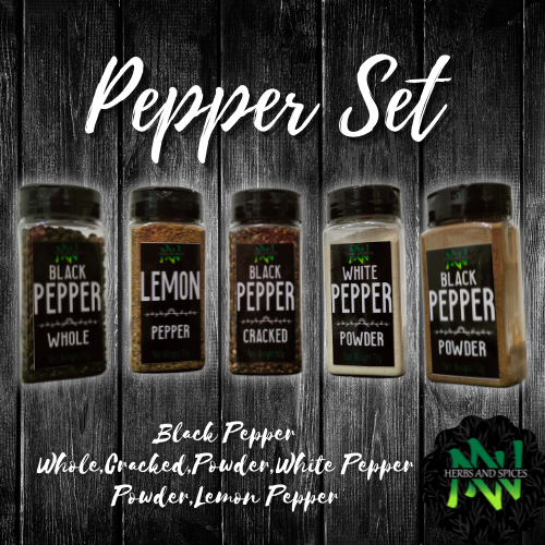 Pepper Set/Whole/Cracked/Powder/Lemon Pepper/White Pepper Powder