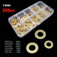 530pcs Mix Size M2 M2.5 M3 M4 M5 M6 M8 GB97 DIN125 Solid Brass Copper Flat Washer Plain Gasket Pad Ring Set Kit Box