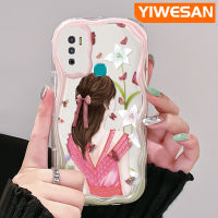 YIWESAN เคสสำหรับ Infinix Hot 9 Pro Hot 9 Play 12 Play เคสลายผีเสื้อรูปสาวสวยเคสนิ่มทนต่อการถลอกเคสโทรศัพท์โปร่งใสทีพียูซิลิกาเจลป้องกันการตกหล่นเลนส์กล้องถ่ายรูปฝาครอบป้องกัน