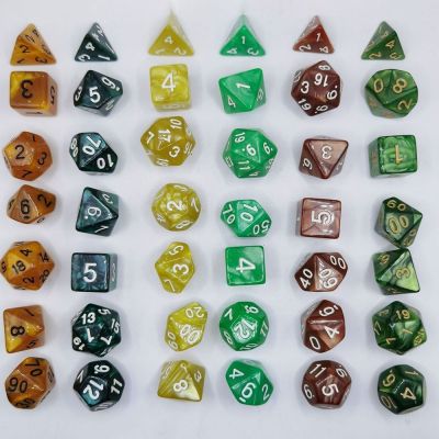 OAK 7Pcs/set 7-Die ลูกเต๋า DND เกมตาราง D4 D6 D8 D10 D12 D20 ลูกเต๋าหลายด้าน ทนทานต่อการใช้งาน เกมปาร์ตี้ปาร์ตี้ ลูกเต๋าเกม TRPG DND