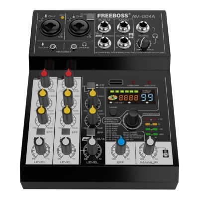 Sound Card Audio Mixer Sound Board Console Desk System Interface 4 Channel 88DSP USB Bluetooth 48V Power Stereo
