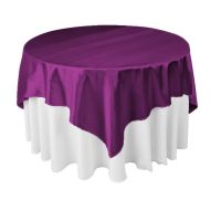 【cw】 Square Satin Overlay Tablecloth Wedding Washable Polyester Fabric Square Table Cloth 90x90“ for Party Dining Banquet Decoration ！