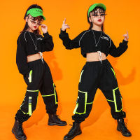 Black Jazz Dance Costume Kids Hip Hop Crop Top Street Dance Tide Boy Stage Performance Clothing Hiphop Rave Clothes