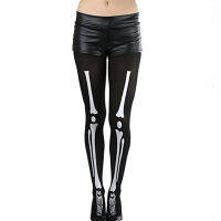 【cw】 Meilaoshi Spring and Autumn European and American Printing Body Stocking Women Velvet Printed Skull Tight Large Size Black Stockings