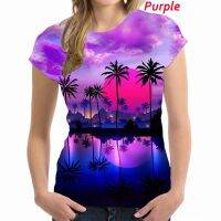 2023 newHawaii Palm Trees 3D Print T-shirt Fashion Harajuku Summer Tee Shirts Teen Casual Tops