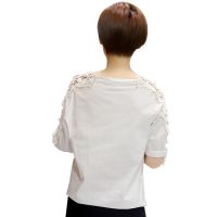 Women Lace Summer Tops Woman Lace Shirt Hollow Out Casual Short T-shirt