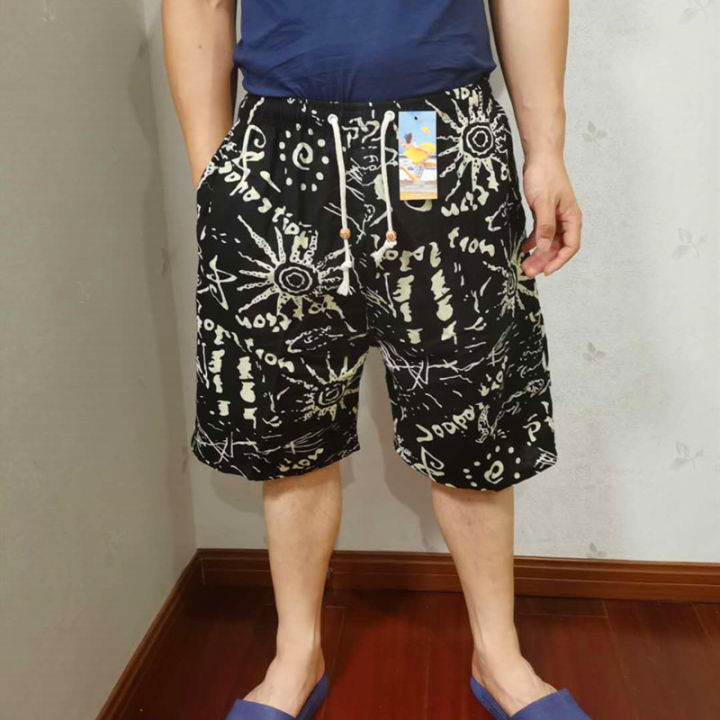 onesunnys-กางเกงขาสั้น-กางเกงลายช้าง-ชาย-หญิง-elephant-pants-thai-pants-shorts-กางเกงขาสั้นผู้ชายเอวยางยืดทรงหลวม